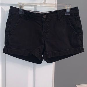 Aeropostale Black Midi Cuffed Twill Shorts